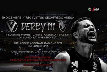 Virtus, 12ª giornata LBA: prezzi e info Derby Basket City